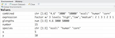 Factor variables in environment